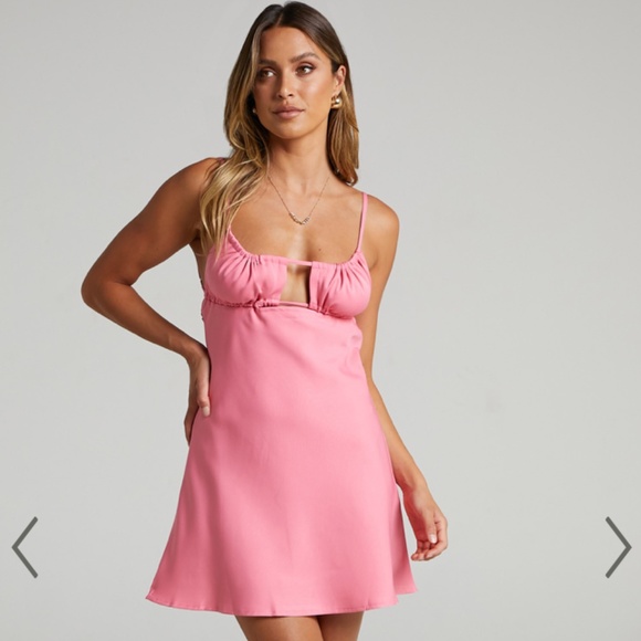 Showpo. Dresses & Skirts - Showpo Bubblegum Pink Spaghetti Strap Cutout Minidress
